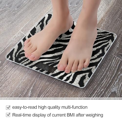 Báscula digital para baño con diseño cebra en blanco y negro miniatura 5