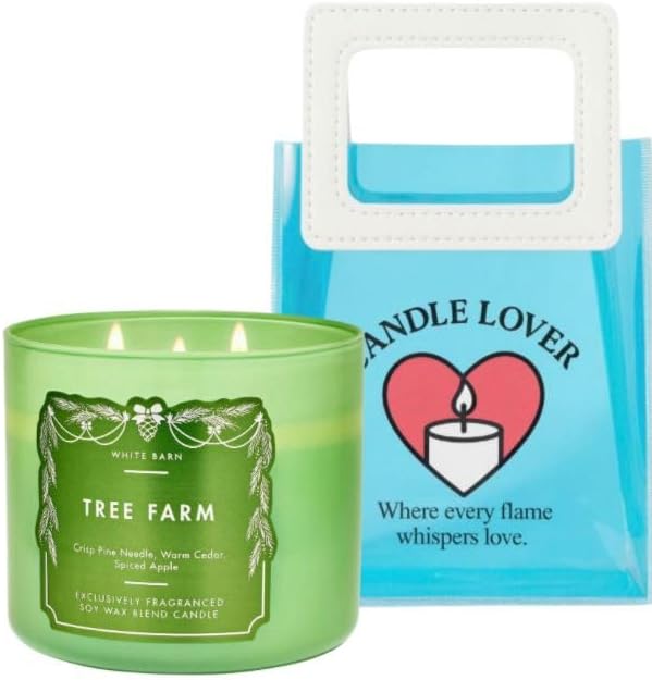 Tree Farm - White Barn-Bath&Body 3-Wick Scented Candle 14.5 OZ Burns 25-45 Hours and Gift Bag CANDLE'S Lovers (Label Artwork Varies)