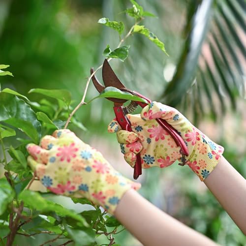Freeote GARDEN GOLVES MEDIUM SIZE Garden Gloves For Women, 3 Pairs Gardening Gloves With Breathable Nitrile Coated thumb #3