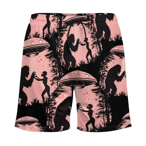 Bigfoot Printed Men's Swim Trunks with Compression Liner Beach Shorts with Pockets Quick Dry4