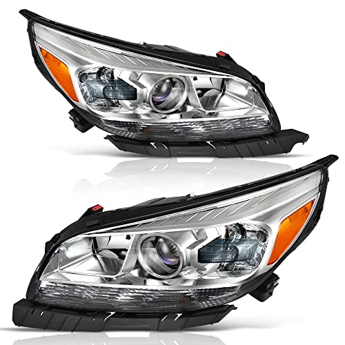 AUTOSAVER88 Headlight Assembly Compatible with 2013 2014 2015 Chevy Malibu Projector Headlamp Left+Right (Only for Halogen Headlight)