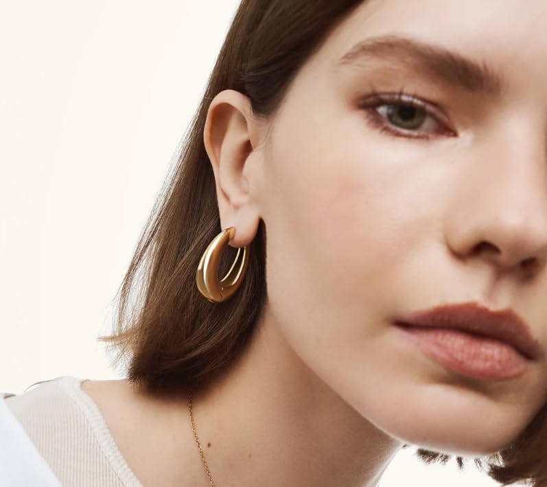 Hey Harper Hoop Earrings For Women Trendy - Lightweight Waterproof & Sweatproof Jewerly - Image 3