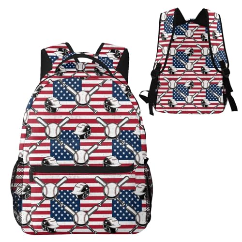 Sac à dos style baseball vintage étanche avec drapeau américain