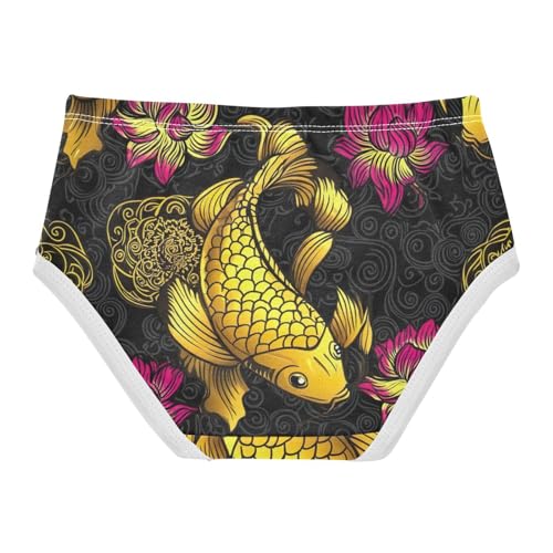 Cotton Toddler Underwear Floral Golden Koi Fish Little Girl Panties Pattern Undies Kids Briefs 2t2