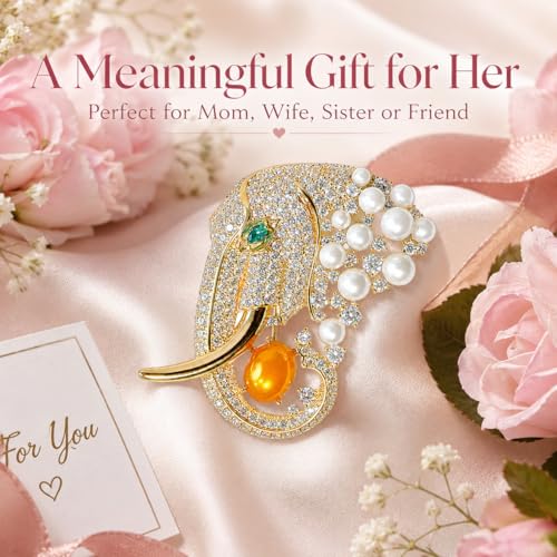 Image of 18K Gold-Plated Animal Brooch for Women Zirconia Pin Birthday Holiday Gift for Girlfriend Mother Wife
