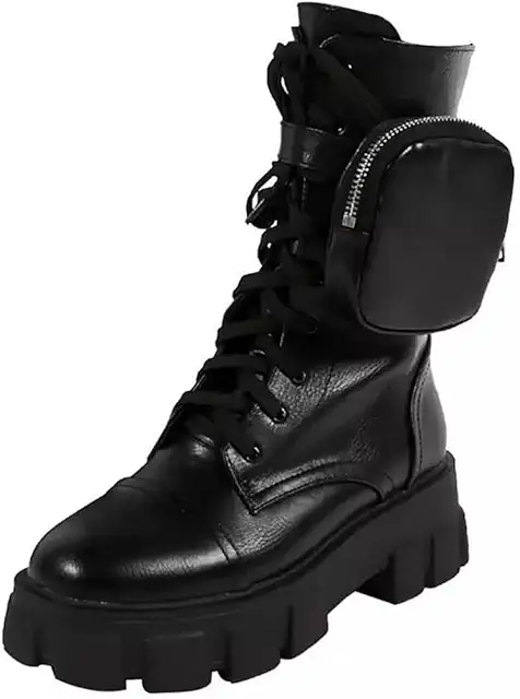 Bottines gothiques femmes à plateforme avec boucles chauve-souris et talons épais - Bottines grosses semelles