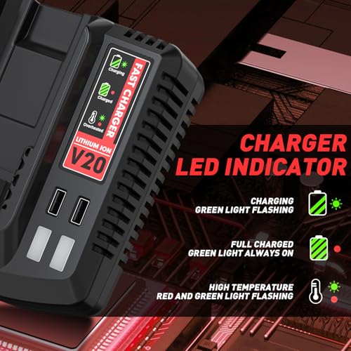 Image of Bonadget 2Pack 3.5Ah Battery and Charger Set for Craftsman 20V Battery Replacement for Craftsman V20 CMCB202 CMCB2011 CMCB205 Lithium-ion Battery with CMCB104 Charger Set