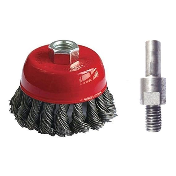 Excel Impex Twisted Cup Brush M10 and Drill Attachment Adapter for
