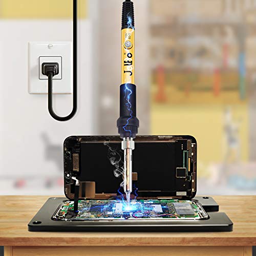 Adjustable Temperature Soldering Iron - JelBo Mini Electric Solder Iron, 110V 60W Portable Soldering Iron Fast Heat for Small Electronics Device Repairing(Yellow)