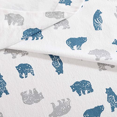 Image of Eddie Bauer - Flannel Sheets King Size, Anti-Pilling & Wrinkle Resistant Cotton, Touchably Soft for All-Season Comfort - Bed Sheets with Matching Pillowcases & Fitted Sheet (Bear Mountain Grey)