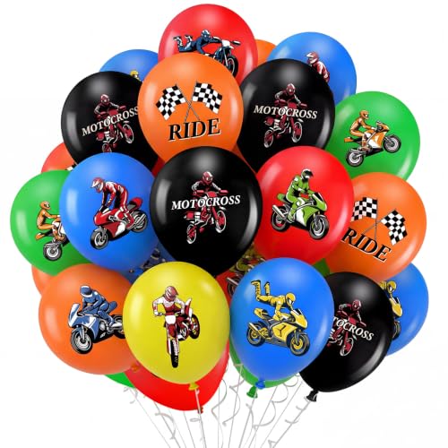 Aoriher 36 St&uuml;ck Dreckiges Fahrrad Partydekoration Luftballons, Motocross Geburtstag Zielflagge Party Dekoration Ballon Zubeh&ouml;r Dreckiges Fahrrad, 12 Zoll