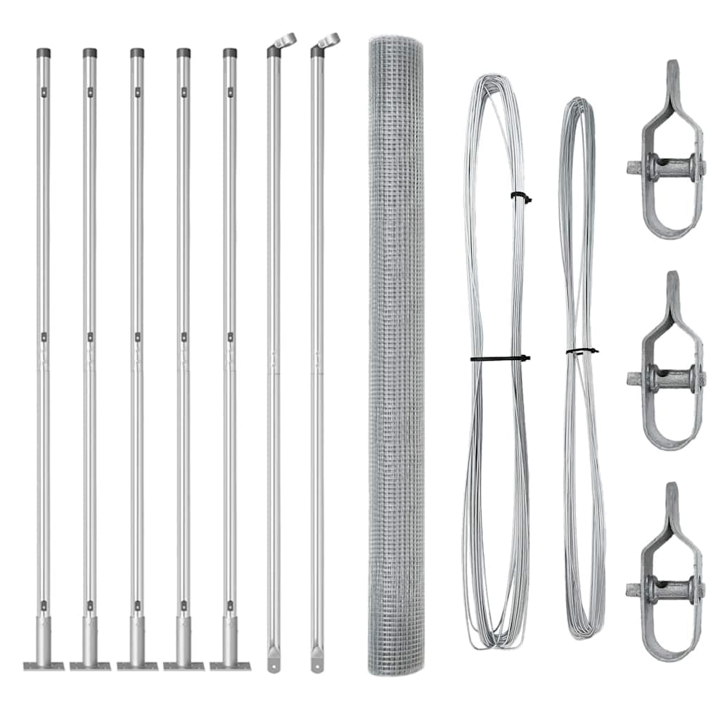 Fence Post Silver 10 x 1.6 m 12 x 12 mm Mesh Steel Outdoor Garden Posts Weather Resistant Powder Coated Durable Modular Fence Support for Patio Terrace and Backyard Security