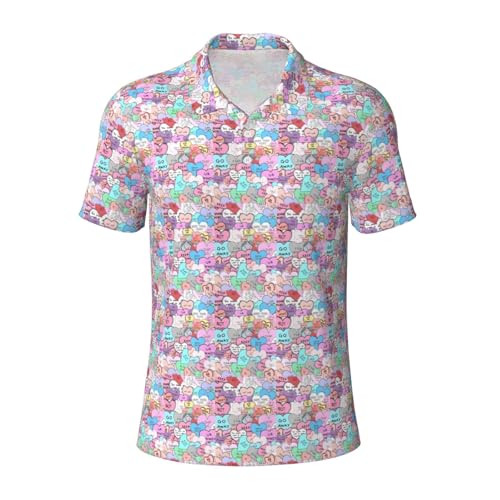 Polo respirant pour homme à manches courtes au motif cœur coloré