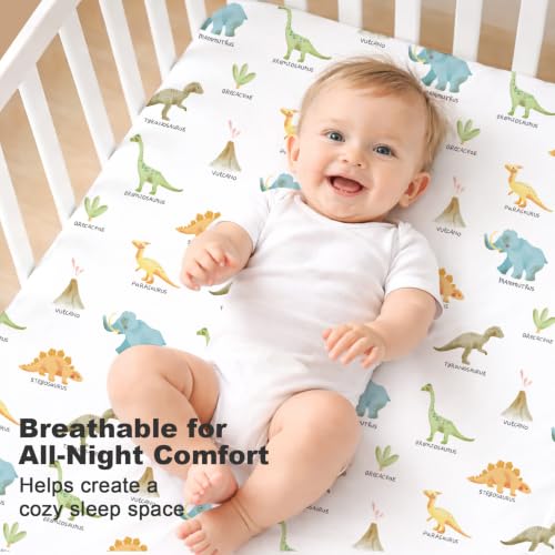 Image of Bimocosy Crib Sheets 4 Pack, 52 inch x 28 inch Baby Fitted for Boys & Girls