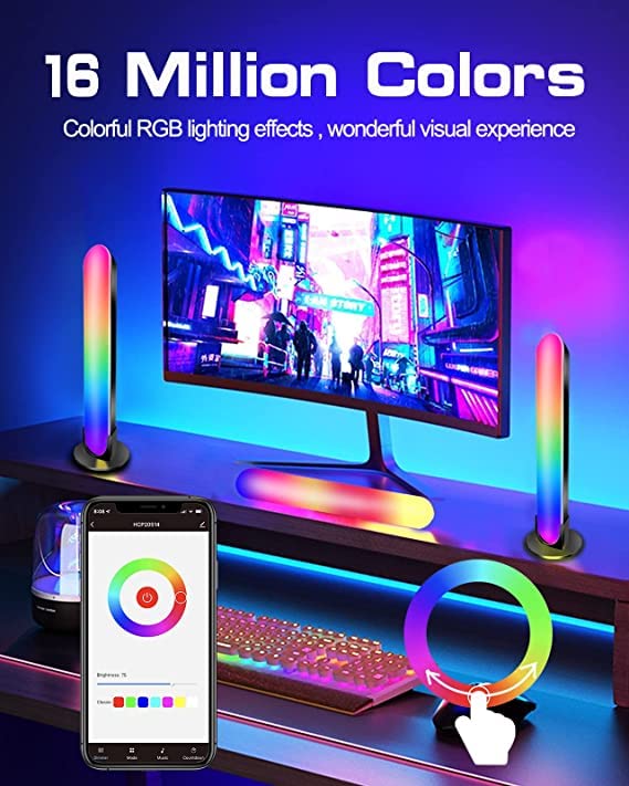Image of KHIZAR Smart LED Light Bars, Gaming Lights with Music Sync, RGB Light Bar with 15 Scene Modes, Bluetooth Ambient Lighting for Entertainment, PC, TV Backlights, Party