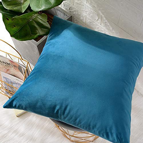 Image of Khooti Velvet Cushion Cover Pack of 1-32 inch x 32 inch / 81 x 81 cm - Sea Blue - Soft Pillow Covers Cushion Case for Sofa Bedroom Livingroom Chair Car, Cushion Cover