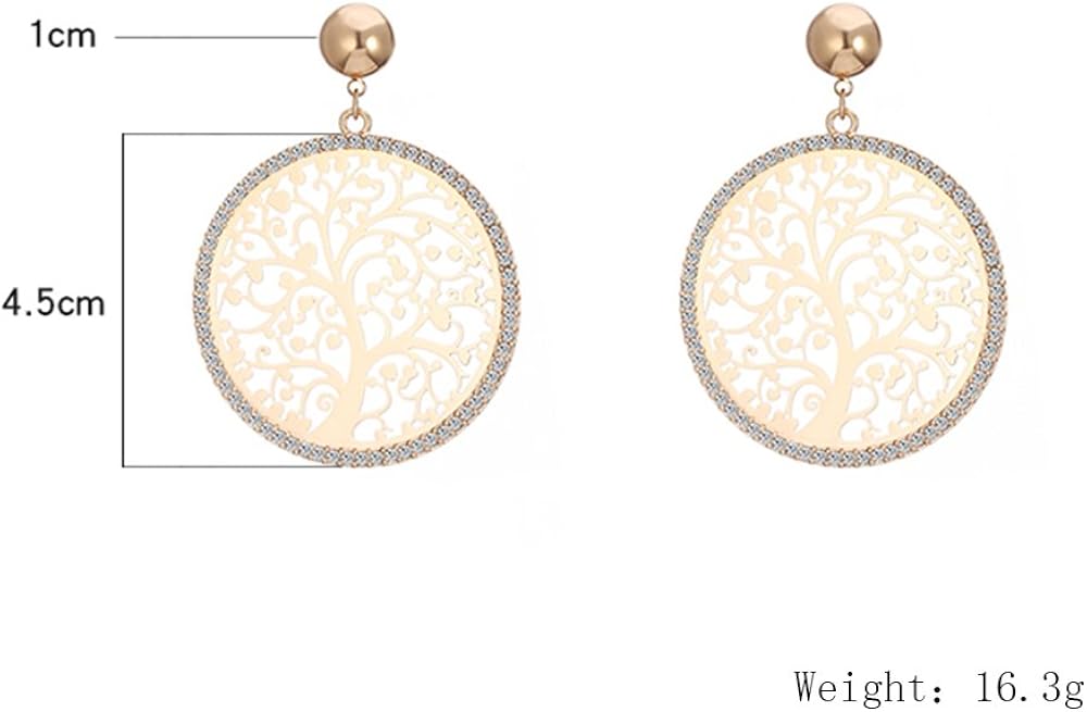 Stud Earrings Celtic Tree of Life for Women Drop Earring for Girls Gold Plated Earring Stainless Steel with Crystal (Silver Plated) - Image 4