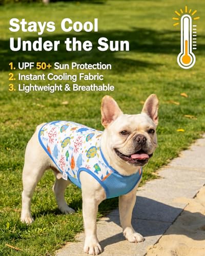 Image of CuteBone Mesh Panel Dog Tank Top - Breathable Dual-Fabric Pet Vest Lightweight Summer Small Dog Shirts - Keep Your Pets Cool, Sun-Protected Outdoors