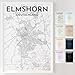Mapdify Elmshorn personalisiertes Stadtposter, dein Lieblingsort als Wandposter, Karte deiner Stadt, personalisiertes Andenken an Elmshorn – Stil: Headline
