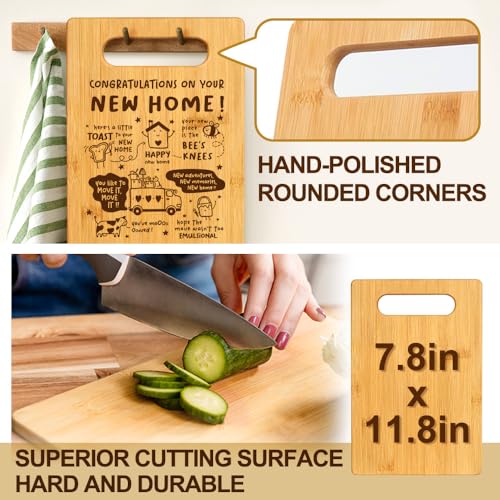Tablero de corte de bambú rectangular para cocina, ideal como decoración y para cortar frutas, verduras, pan, queso y carne — regalo para mudanza miniatura 3