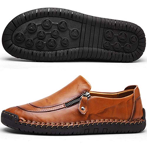 JEBU Men's Oxford Leather Handmade Casual Work Business Breathable Non-Slip Light Boat Shoes Loafers2