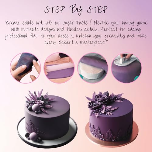 Image of Confect Purple Fondant Icing | Smooth & Easy-to-Roll Edible Fondant | Perfect for Cake Decorating, Sculpting, and Covering Cakes | Chef-Preferred Choice | Vegan, Gluten-Free, Nut-Free, Palm Oil-Free- 1 Kg