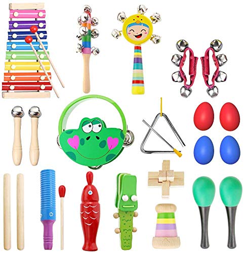 TOPERSUN Regalo del de Niño 27Pcs Juguetes Musicales Instrumentos Musicales Percusión Conjunto de Banda Pequeña