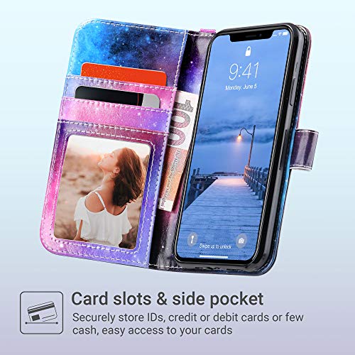 ULAK iPhone Xs Max Wallet Case, Premium PU Leather Case with Kickstand Card Holder ID Slot and Wristlet Shockproof Protective Cover for Apple iPhone Xs Max, Mandala Floral - Thumbnail 2