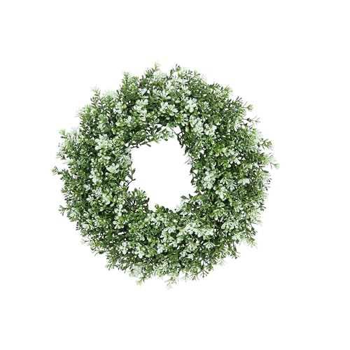 15inch Boxwood Wreath Artificial Boxwood Wreath for Front Door Spring Summer Greenery Wreaths for Front Door Farmhouse Wedding Green Year Round Indoor Outdoor