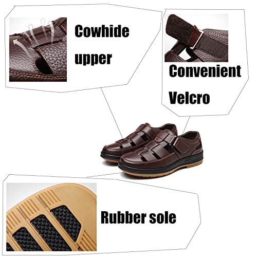 Men's Closed Toe Business Sandals, Large Size Handmade Casual Sandals, Fashion Hollow Out Backpacking Beach Shoes2