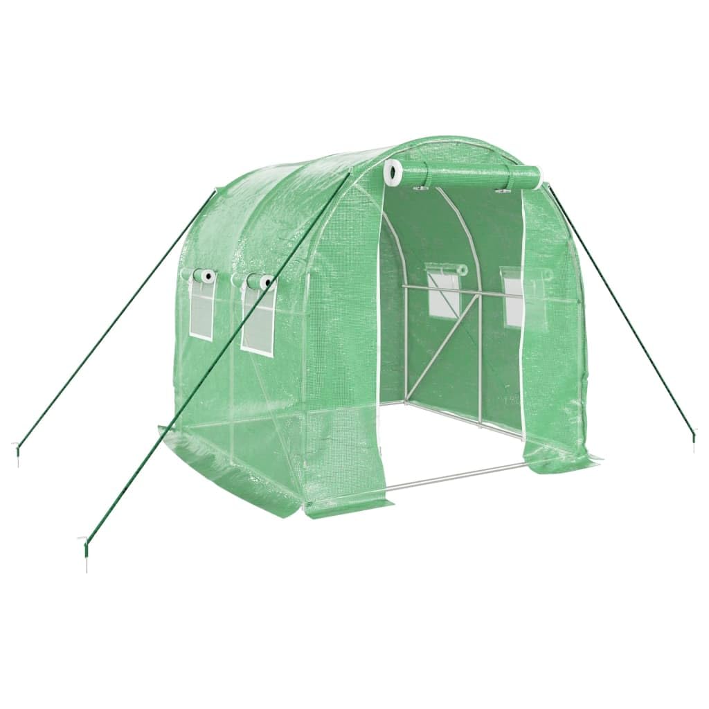 Invernadero, cubierta de PE resistente con estructura de acero galvanizado 2x2x2 m, diseño con puerta enrollable y ventanas laterales para jardinería aficionada