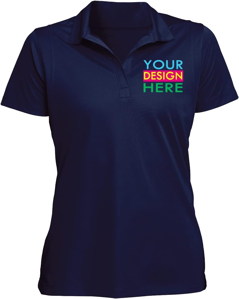 Custom Womens Polo Shirts Personalized Moisture Wicking Micropique T-Shirt with Image/Logo/Text