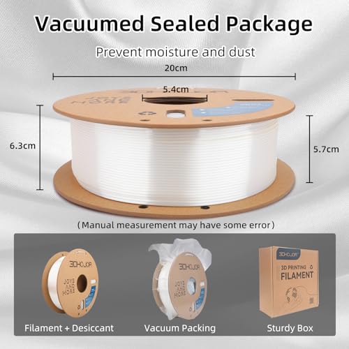 Image of 3DHoJor Silk PLA Filament 1.75mm, PLA Filament 1.75mm Silk Shiny 3D Printer Filament, 1kg Cardboard Spool (2.2lbs), Dimensional Accuracy + /- 0.03 mm, Fit Most FDM Printer(White)
