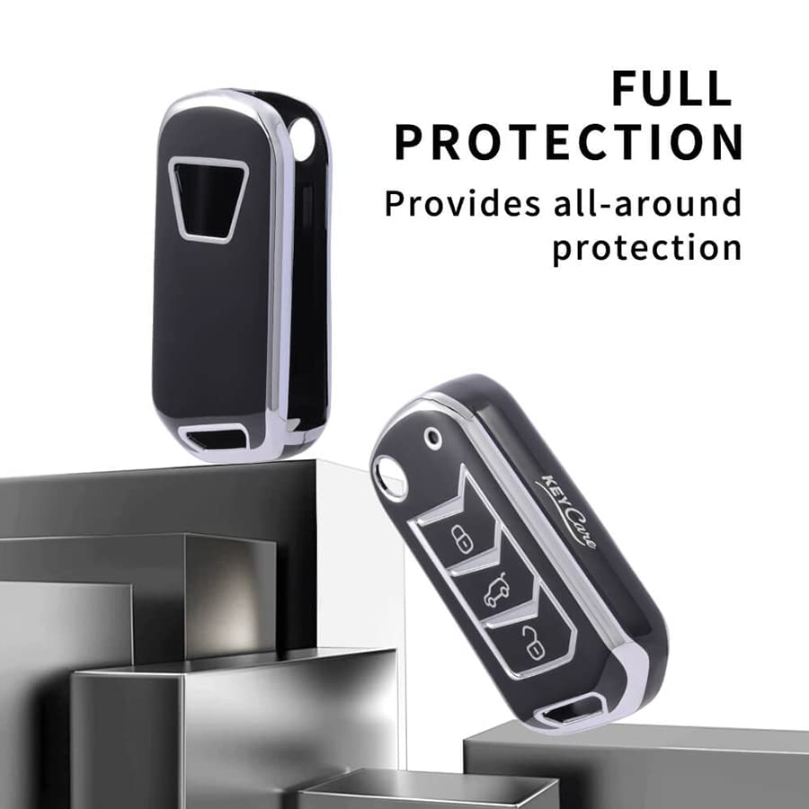 Image of Keyzone Pack of 2 TPU Car Key Cover Compatible for: Scorpio-N, TUV 300 Plus, XUV 300, XUV700, Marazzo, Bolero 2020, Scorpio, Thar Flip Key (Gold Black and Silver Black)