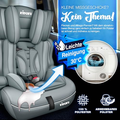 KIDUKU® Kindersitz 9-36 kg (1-12 Jahre) mit Kindersitzunterlage - Autositz ECE R129/03, Gruppe 1/2/3 Autokindersitz Kinderautositz