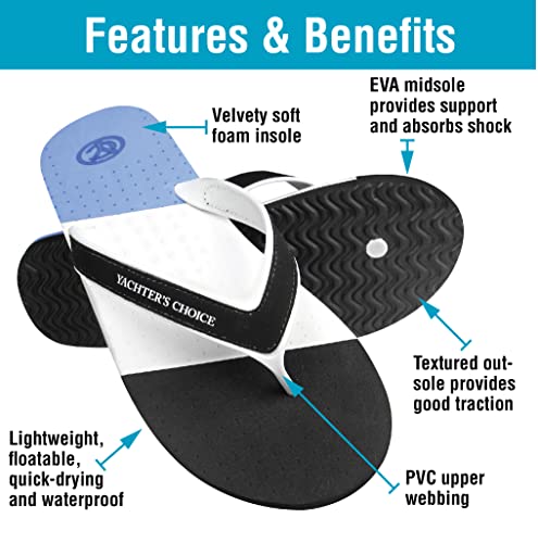 Yachter's Choice Men's Classic Sandals, Multi-layer Construction, Lightweight and Floatable Flip Flops, Quick-Drying and Waterproof3