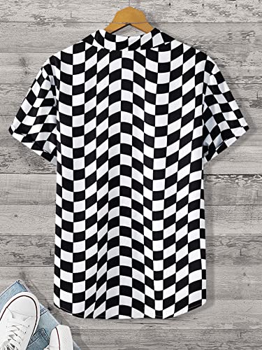 Milumia Men's Floral Button Down Hawaiian Shirt Lapel Neck Short Sleeve Aloha Beach Shirts2