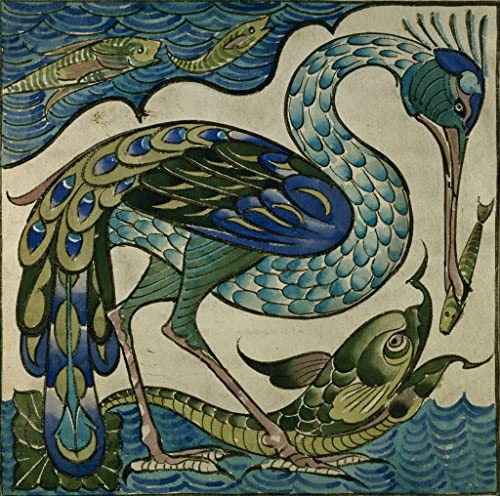 Affiche Walter Crane Héron et Poisson décoration murale d'art grand format 60x90cm