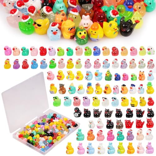 100 Pack Mini Ducks Bulk Mini Resin Ducks Cruise Ducks Tiny Ducks to Hide Assorted Miniature Ducks Lucky Ducks and Resin Duck Figurines for Fairy Gardens Aquariums Terrariums and Collecting