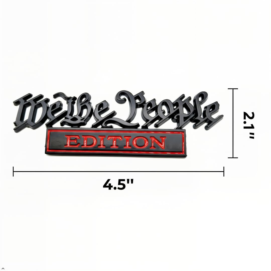 Classic WE The People Edition 3D w całości z metalu naklejki samochodowe naklejki etykiety spersonalizowana dekoracja, aby podkreślić siebie 2 szt. (czarny/czerwony)