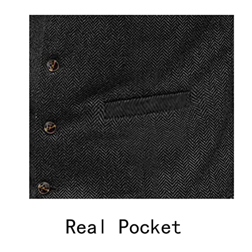 Men's with Pockets Suit Vests Formal Casual Waistcoat for Dress Suit Wedding Party Business Suit Vests,XS-3XL (Color : Navy, Size : Medium)3