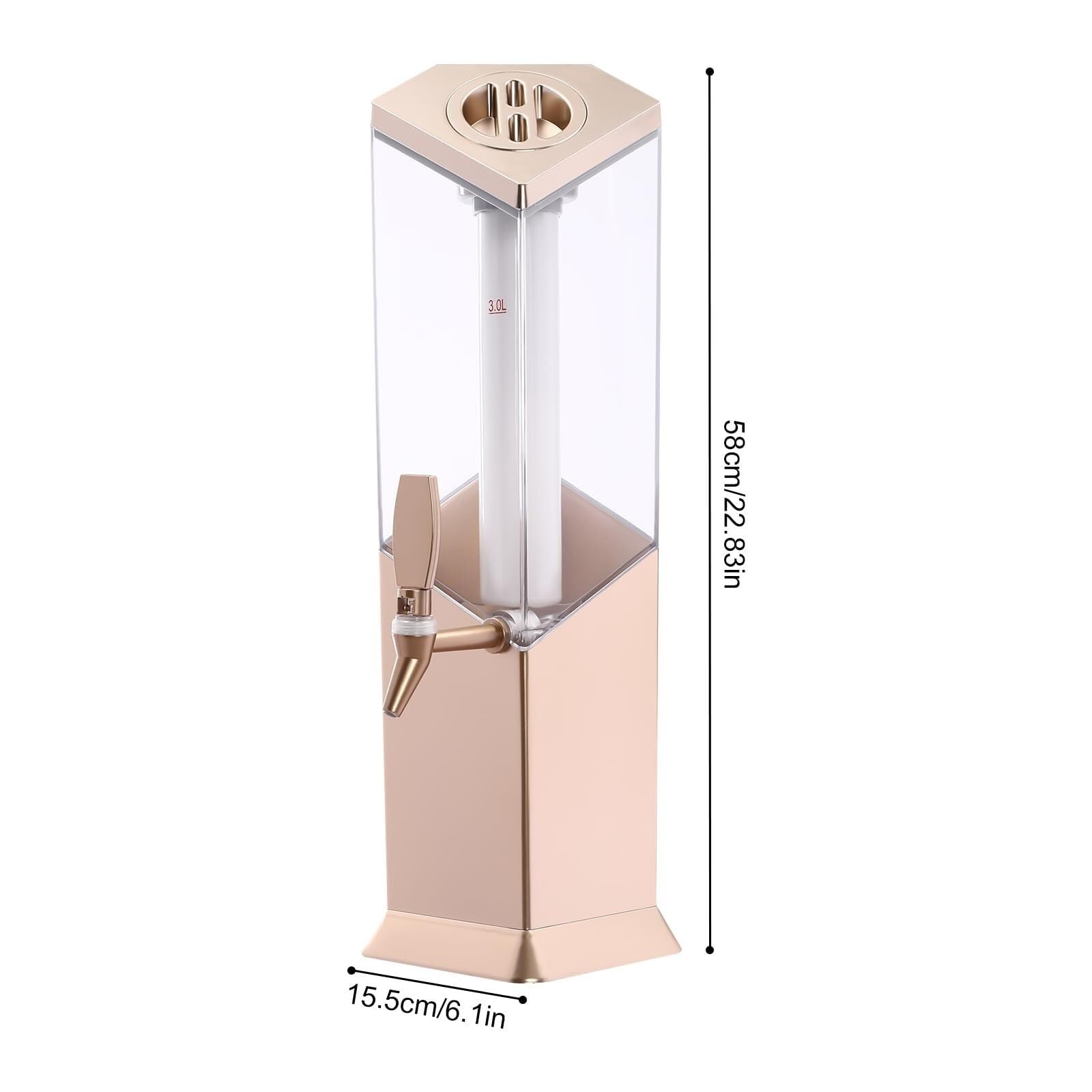 Distributeur de Boissons Beer Tower avec Robinet et Tube à Glace (Or Rose)