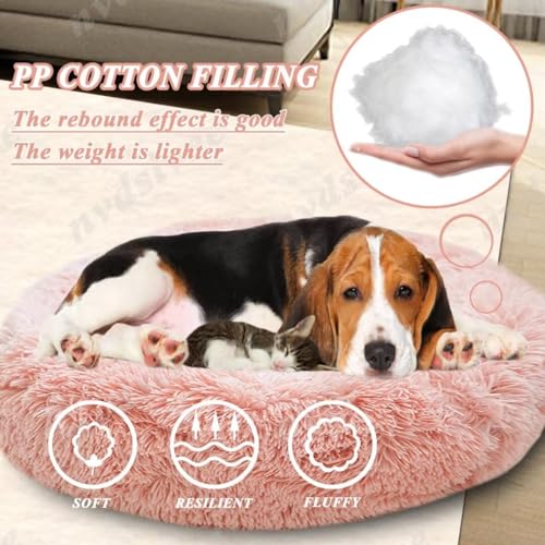 nvdsivee Hundebett Rund Katzenbett PlüSch Hundebetten Maschinenwaschbar Hundematte Hundekissen für Kleine Mittelgroße Grosse Hunde mit Rutschfestem Boden Rot 60cm