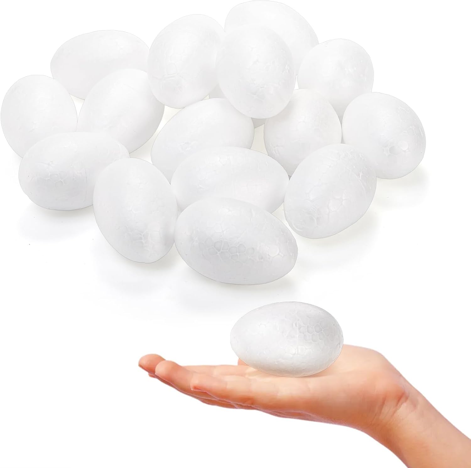 Eorbow 50 Pack 2.75 Inch Craft Foam Eggs, White Smooth Polystyrene Eggs for Christmas Halloween, Craft Making Eggs Foam Balls for Easter Holiday, Crafts Making Handmade DIY Painting School Projects