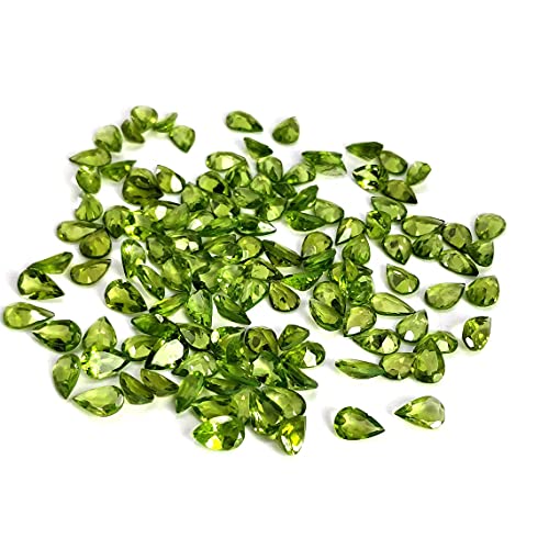 Péridot naturel 7x5mm taillé en poire qualité AAA pour création joaillerie