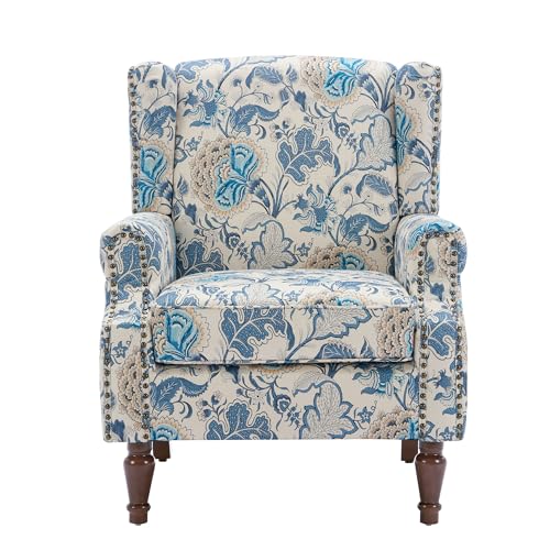 UIXE-High-Back-Floral-Accent-Chair-Upholstered-Armchair-in-Fabric-Retro-Printed-Wingback-Arm-Chair-for-Living-Room-Nailhead-Trim-Single-Sofa-Bedroom-Reading-Seat-Boho-Blue UIXE High Back Floral Accent Chair Upholstered Armchair in Fabric Retro Printed Wingback Arm Chair for Living Room Nailhead Trim Single Sofa Bedroom Reading Seat Boho Blue