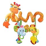 Happy Cherry - Juguetes Colgantes Espiral de Animales para Cuna Cochecito Carrito bebés Recien nacidos Peluche con Mordedor para niños niñas arrastrar - Amarillo
