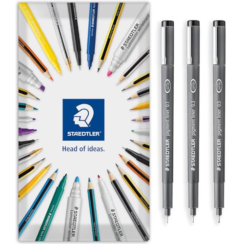 STAEDTLER 308 Pigment Liner Fineliner - Ideal zum Schreiben Skizzieren Technisches Zeichnen Markieren - Schwarze Tinte - In Umschlag Geschenkverpackung (Extra Fein)