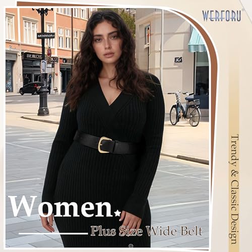 WERFORU Women Wide Leather Belt Women Fashion Wide Belt for Dresses Jeans Ladies Fashion Wide Belt with Gold Buckle4