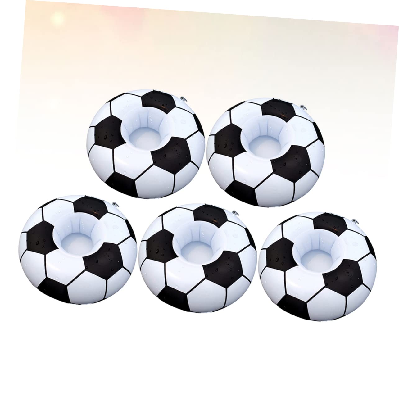 WOONEKY 5-Pack PVC Inflatable Football Drink Cup Holder for Beach Pool Parties Floating Drink Holder Sturdy and Easy to Inflate